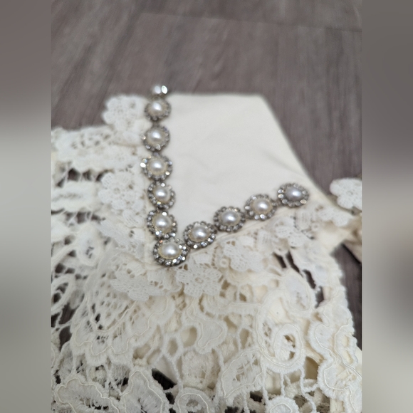 Self Portrait Ivory Guipure Mini Dress US 10 - Picture 13 of 14